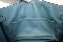 将图片加载到图库查看器,HERMES BIRKIN 35 Epsom leather Blue jean □K刻印 Hand bag 800100078