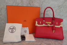 画像をギャラリービューアに読み込む, HERMES/エルメス バーキン30 ヴォーエプソン ルージュカザック □Q刻印 ハンドバッグ 800010126