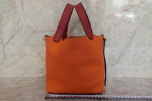 Load image into Gallery viewer, HERMES PICOTIN LOCK TOUCH PM Clemence leather/Swift leather Orange/Rouge grenet X Engraving Hand bag 700120155