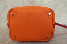 Load image into Gallery viewer, HERMES PICOTIN LOCK TOUCH PM Clemence leather/Swift leather Orange/Rouge grenet X Engraving Hand bag 700120155