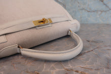 画像をギャラリービューアに読み込む, HERMES/エルメス ケリー32 トワルアッシュ/レザー ベージュ/ホワイト 〇U刻印 ハンドバッグ 700080200