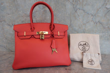 画像をギャラリービューアに読み込む, HERMES/エルメス バーキン30 ヴォーエプソン ルージュピヴォワンヌ X刻印 ハンドバッグ 800060008