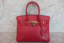 Load image into Gallery viewer, HERMES BIRKIN 30 Graine Couchevel leather Rouge vif 〇X Engraving Hand bag 700090205