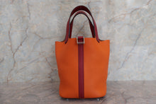 Load image into Gallery viewer, HERMES PICOTIN LOCK TOUCH PM Clemence leather/Swift leather Orange/Rouge Grenet X Engraving Hand bag 700040175