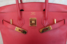 Load image into Gallery viewer, HERMES BIRKIN 30 Graine Couchevel leather Rouge vif 〇X Engraving Hand bag 700090205