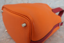 Load image into Gallery viewer, HERMES PICOTIN LOCK TOUCH PM Clemence leather/Swift leather Orange/Rouge Grenet X Engraving Hand bag 700040175