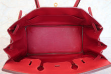 Load image into Gallery viewer, HERMES BIRKIN 30 Graine Couchevel leather Rouge vif 〇X Engraving Hand bag 700090205