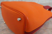 Load image into Gallery viewer, HERMES PICOTIN LOCK TOUCH PM Clemence leather/Swift leather Orange/Rouge Grenet X Engraving Hand bag 700040175