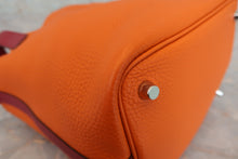 Load image into Gallery viewer, HERMES PICOTIN LOCK TOUCH PM Clemence leather/Swift leather Orange/Rouge Grenet X Engraving Hand bag 700040175