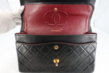 Load image into Gallery viewer, CHANEL Matelasse Double Flap Double Chain shoulder bag Lambskin Black/Gold hardware Shoulder bag 8000900242