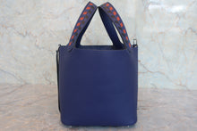 将图片加载到图库查看器,HERMES PICOTIN LOCK PM Tressage Epsom leather Blue encre/Brique/Black Y刻印 Hand bag 800070079