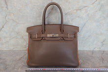 將圖片載入圖庫檢視器 HERMES/エルメス バーキン30 パーソナルオーダー トリヨンクレマンス エトゥープ/オレンジ □O刻印 ハンドバッグ 700050248