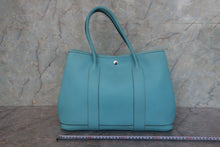 将图片加载到图库查看器,HERMES GARDEN PARTY PM Country leather Blue atoll T刻印 Tote bag 800010083
