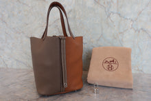 将图片加载到图库查看器,HERMES PICOTIN LOCK CASAQUE MM Clemence leather Etoupe gray/Gold □P刻印 Hand bag 800070093