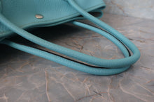 将图片加载到图库查看器,HERMES GARDEN PARTY PM Country leather Blue atoll T刻印 Tote bag 800010083