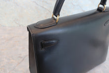 画像をギャラリービューアに読み込む, HERMES/エルメス ケリー28 ボックスカーフ ブラック 〇X刻印 ショルダーバッグ 800030015