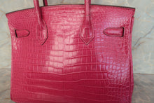 Load image into Gallery viewer, HERMES BIRKIN 30 Crocodile Porosus Fuschia pink □K Engraving Hand bag 700120067