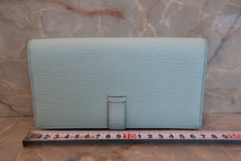 Load image into Gallery viewer, HERMES  Bearn Soufflet Chevre myzore goatskim Blue atoll A Engraving Wallet 700080075