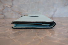 Load image into Gallery viewer, HERMES  Bearn Soufflet Chevre myzore goatskim Blue atoll A Engraving Wallet 700080075