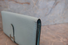 Load image into Gallery viewer, HERMES  Bearn Soufflet Chevre myzore goatskim Blue atoll A Engraving Wallet 700080075