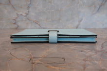 Load image into Gallery viewer, HERMES  Bearn Soufflet Chevre myzore goatskim Blue atoll A Engraving Wallet 700080075