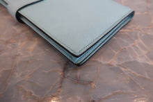 Load image into Gallery viewer, HERMES  Bearn Soufflet Chevre myzore goatskim Blue atoll A Engraving Wallet 700080075