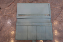 Load image into Gallery viewer, HERMES  Bearn Soufflet Chevre myzore goatskim Blue atoll A Engraving Wallet 700080075