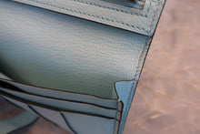 Load image into Gallery viewer, HERMES  Bearn Soufflet Chevre myzore goatskim Blue atoll A Engraving Wallet 700080075