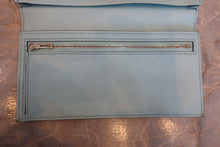 Load image into Gallery viewer, HERMES  Bearn Soufflet Chevre myzore goatskim Blue atoll A Engraving Wallet 700080075