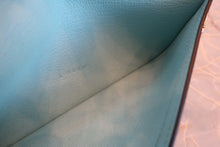 Load image into Gallery viewer, HERMES  Bearn Soufflet Chevre myzore goatskim Blue atoll A Engraving Wallet 700080075