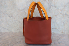 画像をギャラリービューアに読み込む, HERMES/エルメス ピコタンロックタッチMM トリヨンクレマンス/ヴォースイフト キュイーブル/ジョーヌドール X刻印 ハンドバッグ 800020266