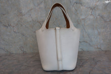 将图片加载到图库查看器,HERMES PICOTIN PM Bi-color Clemence leather/Chevre myzore goatskim White/Brown □I刻印 Hand bag 800050132