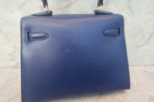Load image into Gallery viewer, HERMES Mini KELLY 20 Box carf leather Blue 〇X Engraving Shoulder bag 700120069