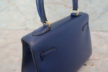 Load image into Gallery viewer, HERMES Mini KELLY 20 Box carf leather Blue 〇X Engraving Shoulder bag 700120069