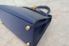 Load image into Gallery viewer, HERMES Mini KELLY 20 Box carf leather Blue 〇X Engraving Shoulder bag 700120069