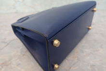 Load image into Gallery viewer, HERMES Mini KELLY 20 Box carf leather Blue 〇X Engraving Shoulder bag 700120069