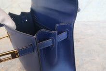 Load image into Gallery viewer, HERMES Mini KELLY 20 Box carf leather Blue 〇X Engraving Shoulder bag 700120069