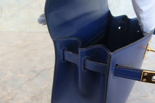Load image into Gallery viewer, HERMES Mini KELLY 20 Box carf leather Blue 〇X Engraving Shoulder bag 700120069