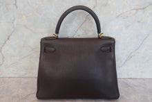 Load image into Gallery viewer, HERMES KELLY 28 Clemence leather Chocolat □J Engraving Shoulder bag 700120063
