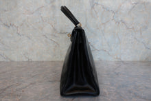 将图片加载到图库查看器,HERMES KELLY 28 Box carf leather Black Hand bag 800030036