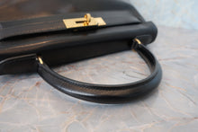将图片加载到图库查看器,HERMES KELLY 28 Box carf leather Black Hand bag 800030036