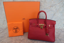 Load image into Gallery viewer, HERMES BIRKIN 25 Togo leather Rouge garance A Engraving Hand bag 700120071
