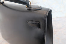 画像をギャラリービューアに読み込む, HERMES/エルメス ケリー32 ボックスカーフ ブラック 〇T刻印 ショルダーバッグ 800010080