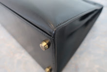 画像をギャラリービューアに読み込む, HERMES/エルメス ケリー32 ボックスカーフ ブラック 〇T刻印 ショルダーバッグ 800010080