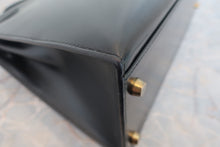 画像をギャラリービューアに読み込む, HERMES/エルメス ケリー32 ボックスカーフ ブラック 〇T刻印 ショルダーバッグ 800010080