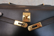 画像をギャラリービューアに読み込む, HERMES/エルメス ケリー32 ボックスカーフ ブラック 〇T刻印 ショルダーバッグ 800010080