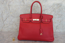 Load image into Gallery viewer, HERMES BIRKIN 35 Clemence leather Rouge casaque □Q Engraving Hand bag 700020171