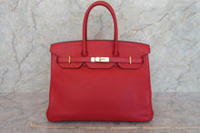 Load image into Gallery viewer, HERMES BIRKIN 35 Clemence leather Rouge casaque □Q Engraving Hand bag 700020171