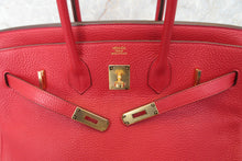 Load image into Gallery viewer, HERMES BIRKIN 35 Clemence leather Rouge casaque □Q Engraving Hand bag 700020171