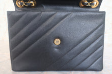 Load image into Gallery viewer, CHANEL Bias stitch chain shoulder bag Caviar skin Black/Gold hadware Shoulder bag 700120117
